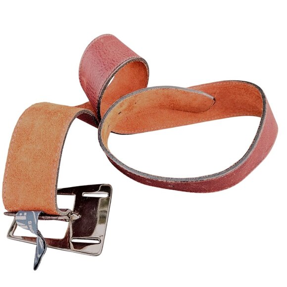 Vintage BRAVE Beltworks Belt Leather Brass Buckle Made in Canada 30 32 35 M - Picture 9 of 13